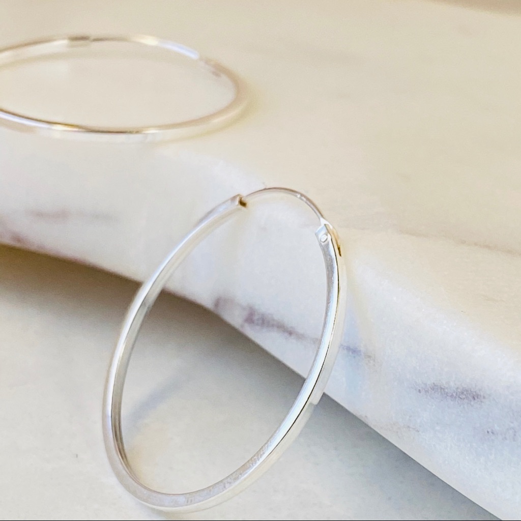 Hoops 925 Solid Sterling Silver Square Hoop Earrings